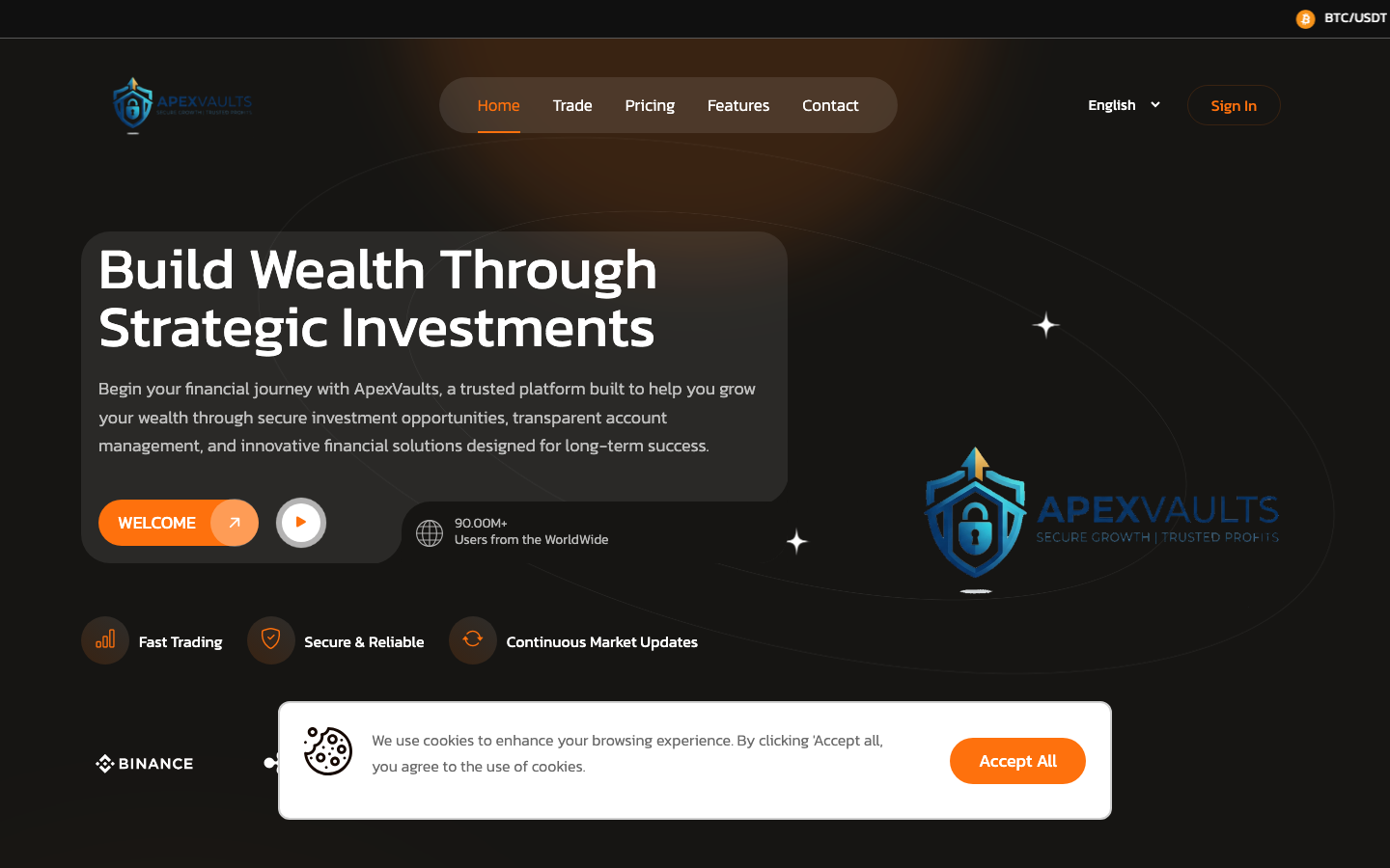 ApexVaults(apexvaults.com)のトップページ