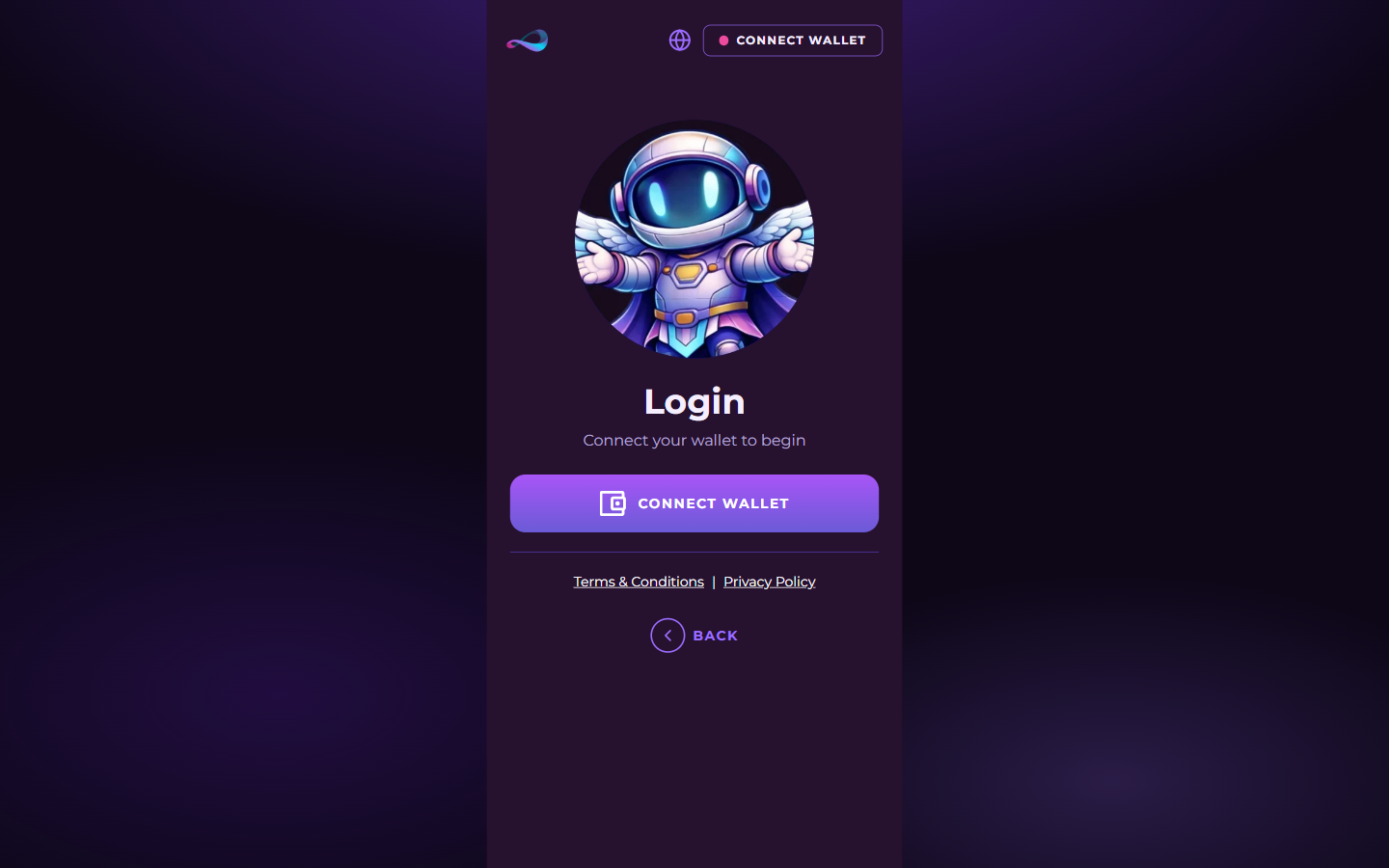 bitsaints.com のログイン画面。ウォレットをつなぐボタンだけがある