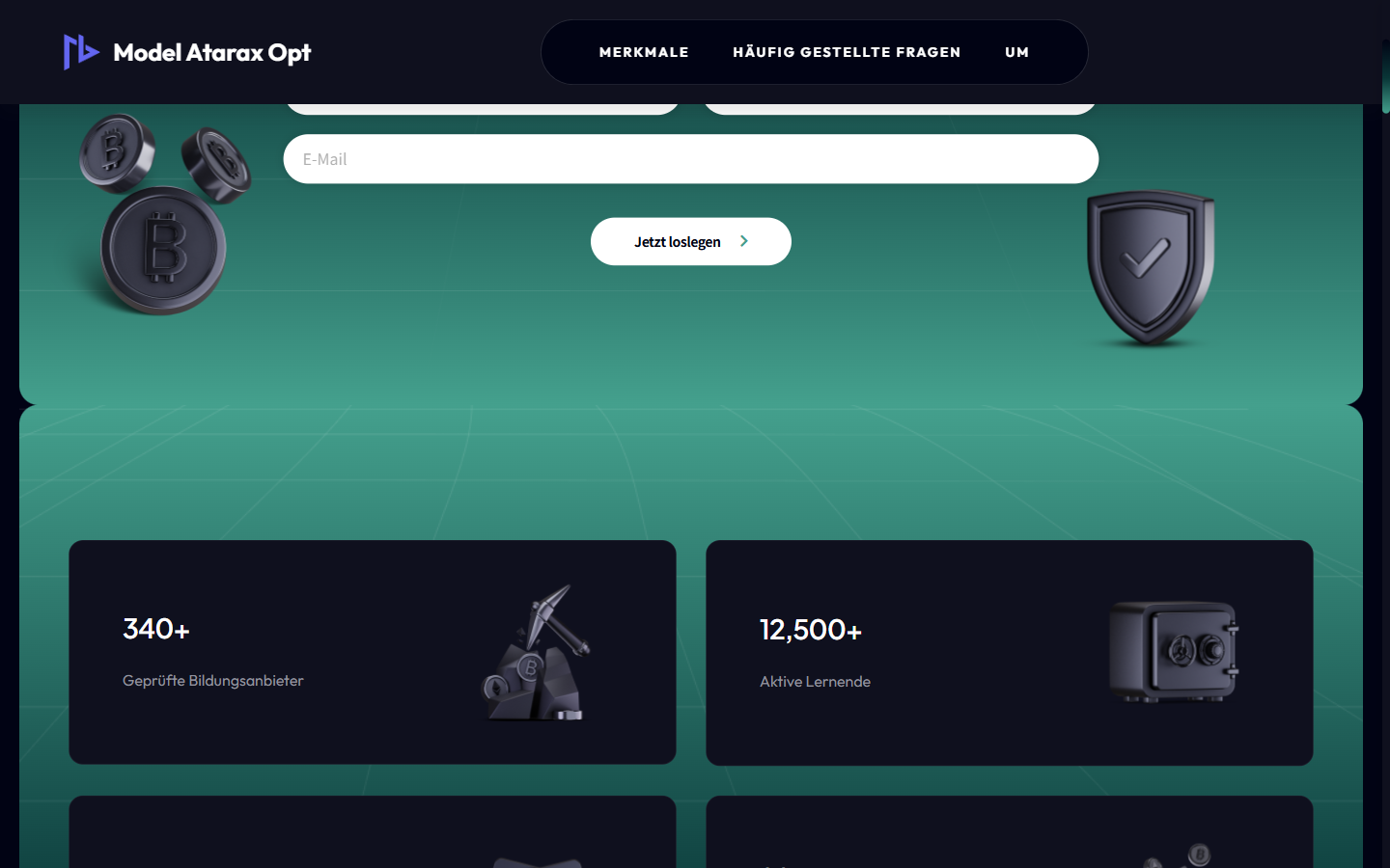modelataraxopt.com の登録フォームと掲げる数値