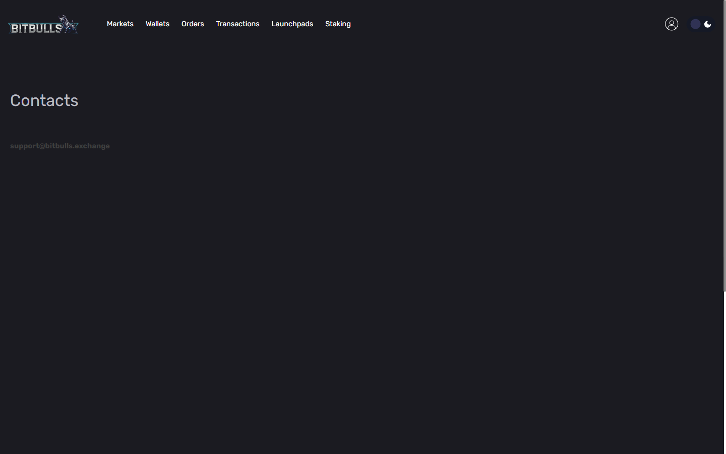 bitbulls.exchange の Contacts ページ