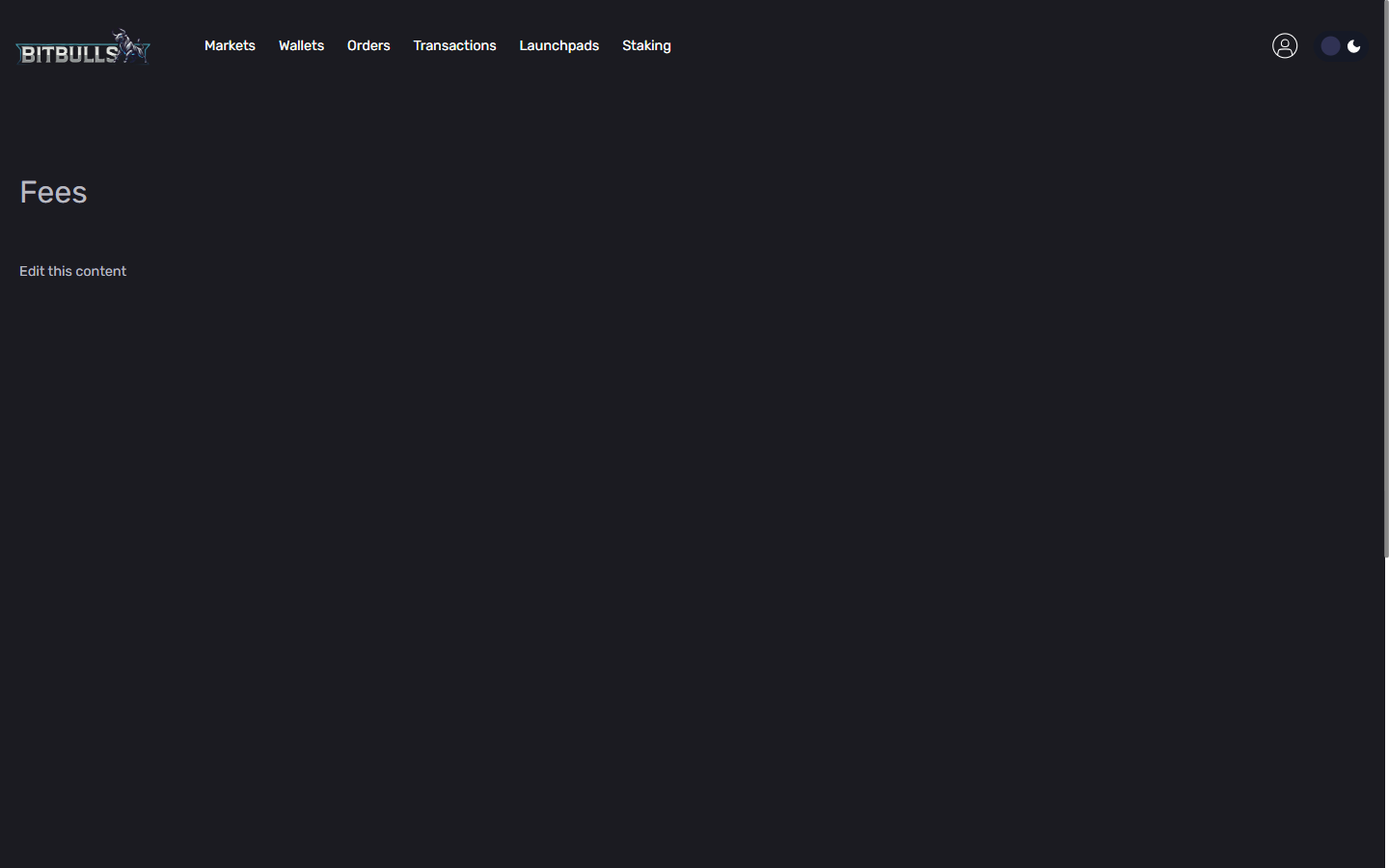 bitbulls.exchange の Fees ページ