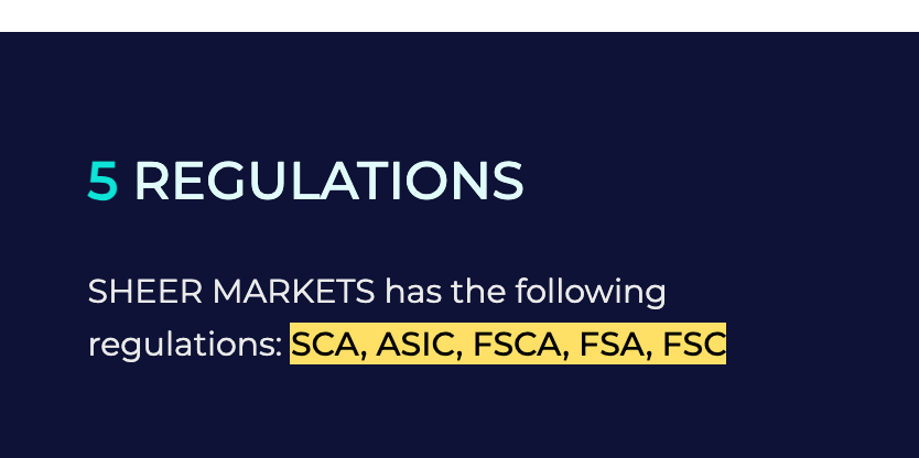 SHEER MARKETSのトップページの「5 REGULATIONS」の欄