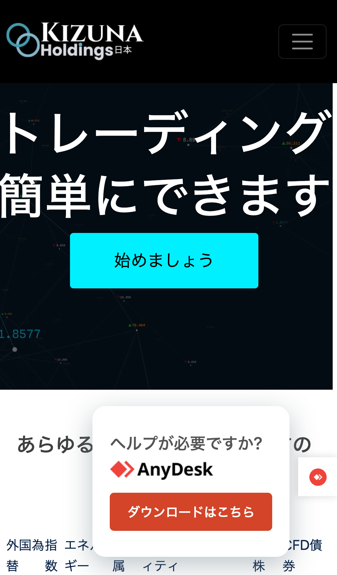 Kizuna Holdings JPのヘルプの案内