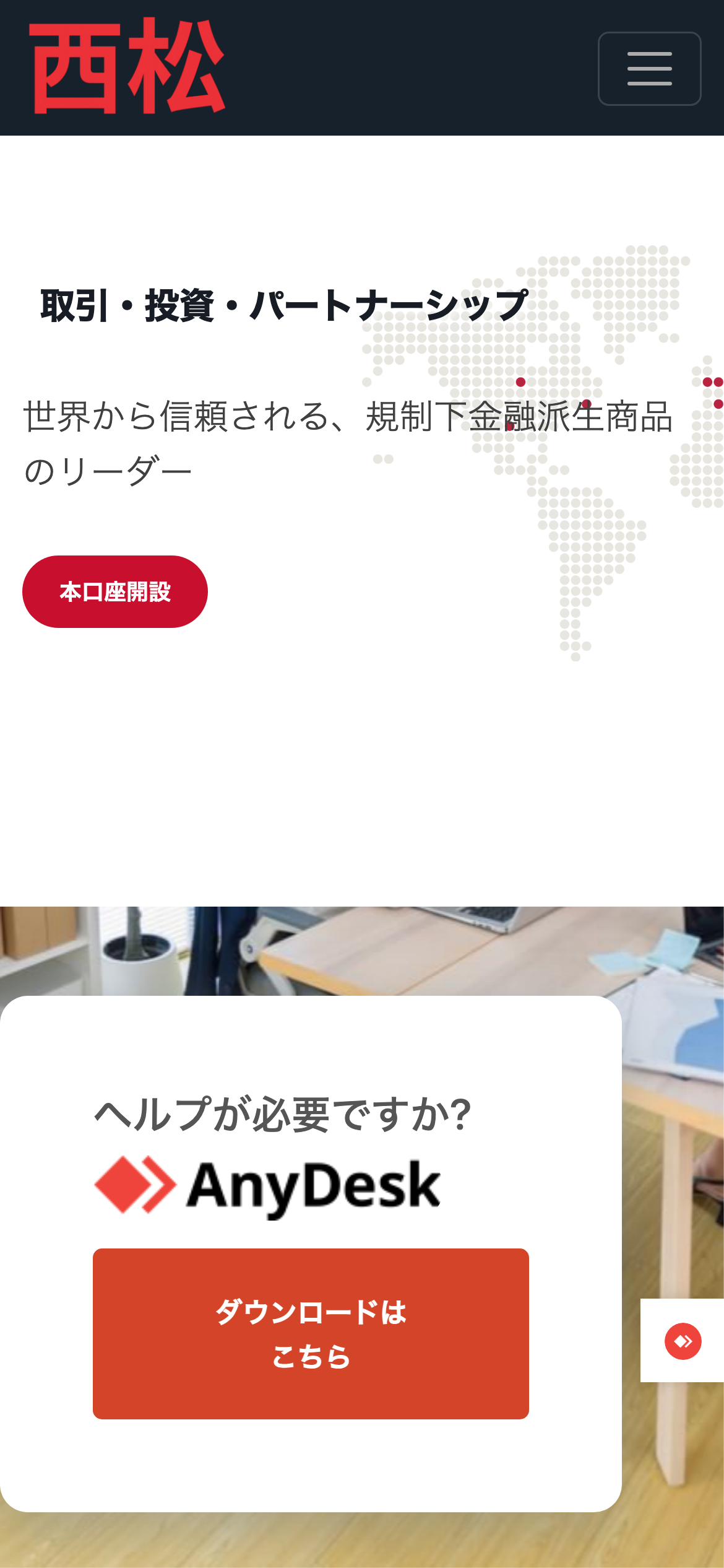 西松フィナンシャルのヘルプのパネル